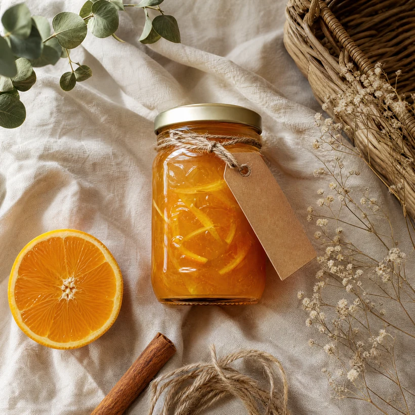 Jar of homemade orange marmalade
